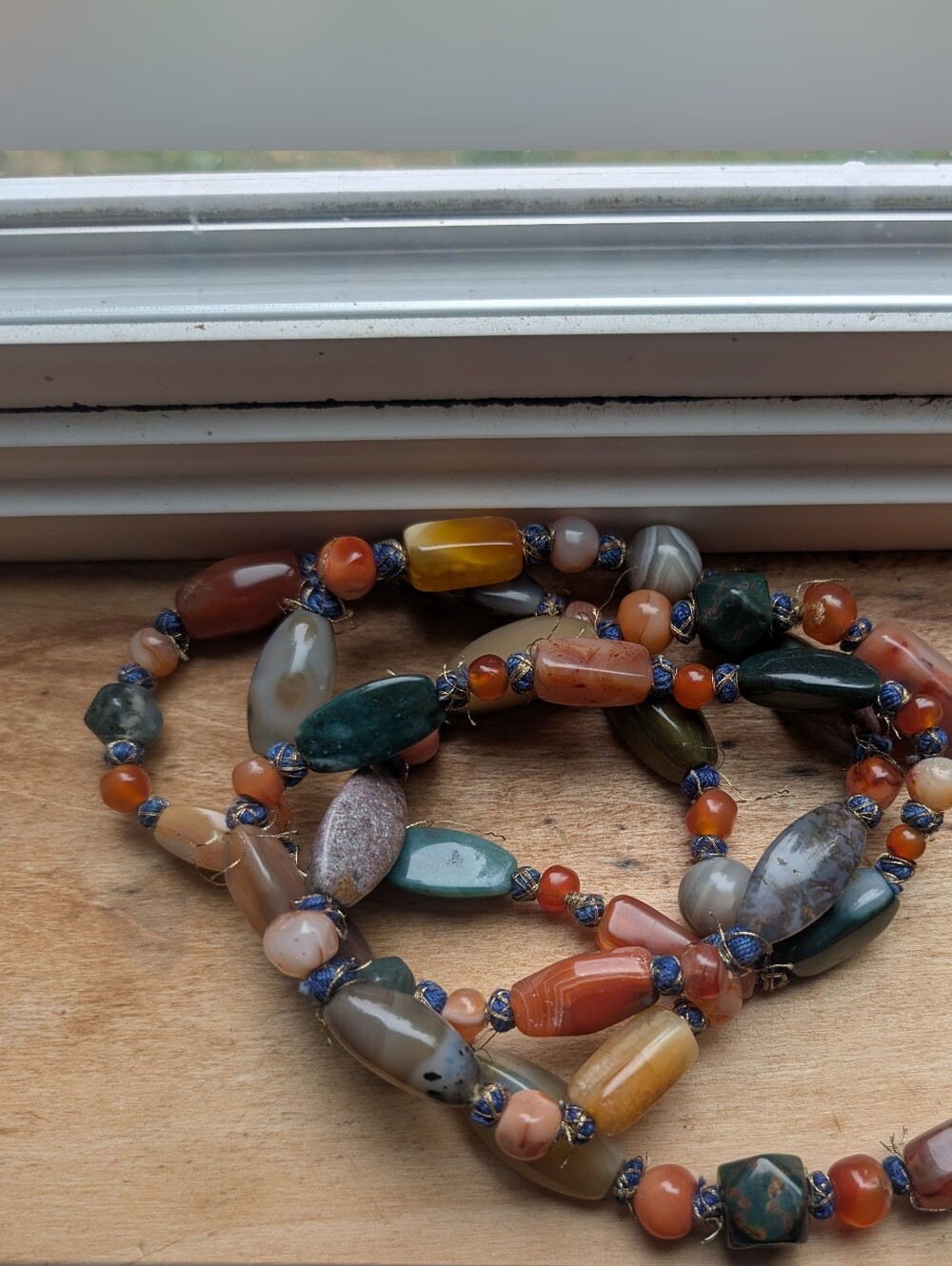 Beggar Beads Opera Necklace 80's 48" Gemstone - Picture 2 of 2